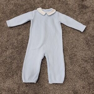 The Beaufort Bonnet Company Light Blue Quilted Peter Pan Collar Romper 18-24M